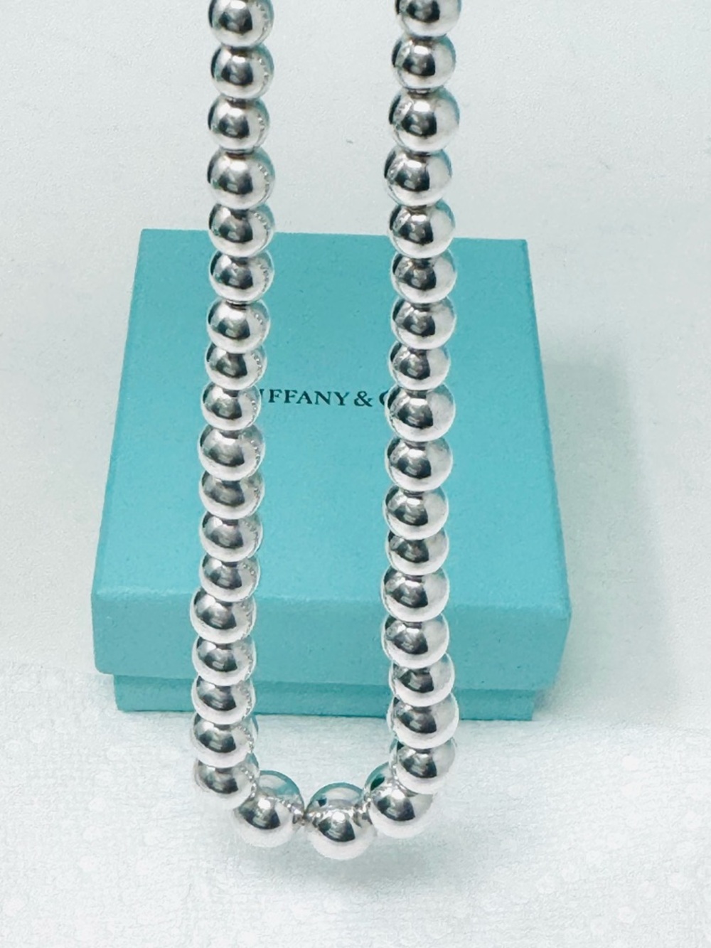 Authentic Tiffany & Co. Graduated Beaded Ball Necklace.